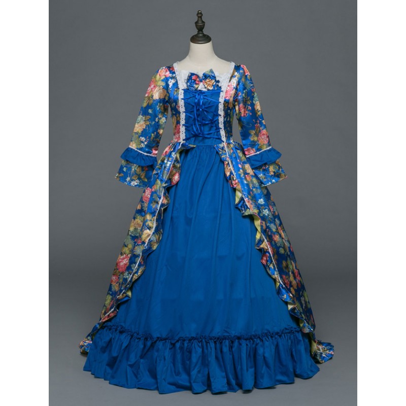 Girls Women Retro Costume Rococo Dress Halloween Victorian Masquerade Ball Gowns Royal Long Sleeve Vintage Costume Sets ROCOCO