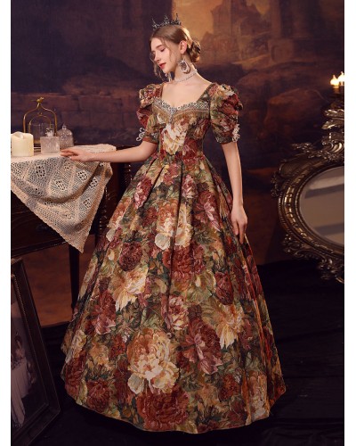 Women Coffee Brown Costumes Polyester Dress 's Marie Antoinette Costume Masquerade Ball Gown Royal Retro Gothic Euro-Style