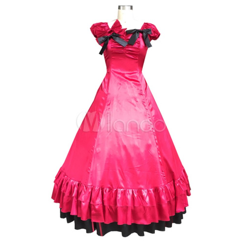 Women Red Classic Vintage Gothic Lolita Dress Halloween Cosplay Costume Halloween Victorian Era