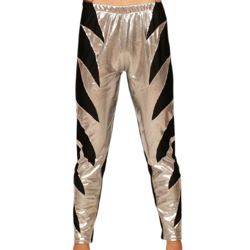Silver Black Shiny Metallic Pants