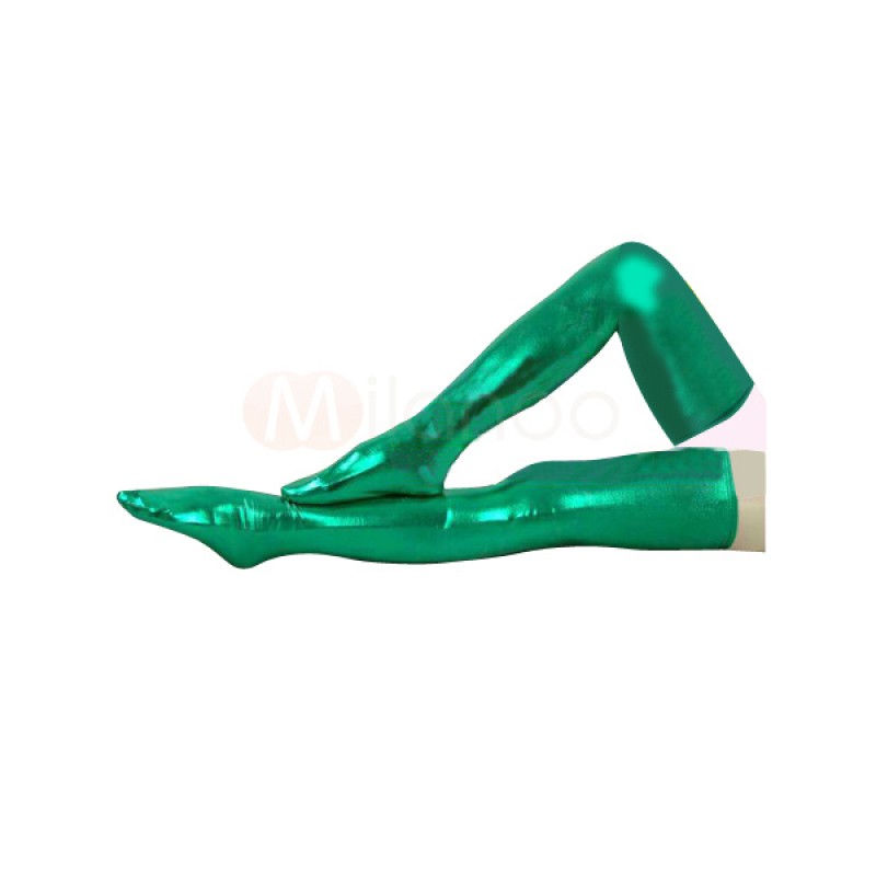 Unisex Halloween Shiny Metallic Green Long Stockings Halloween