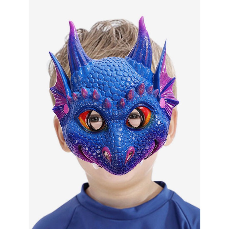 Halloween Costumes Accessory For Kids Blue Dragon Mask PU Leather Holiday Costume Accessories