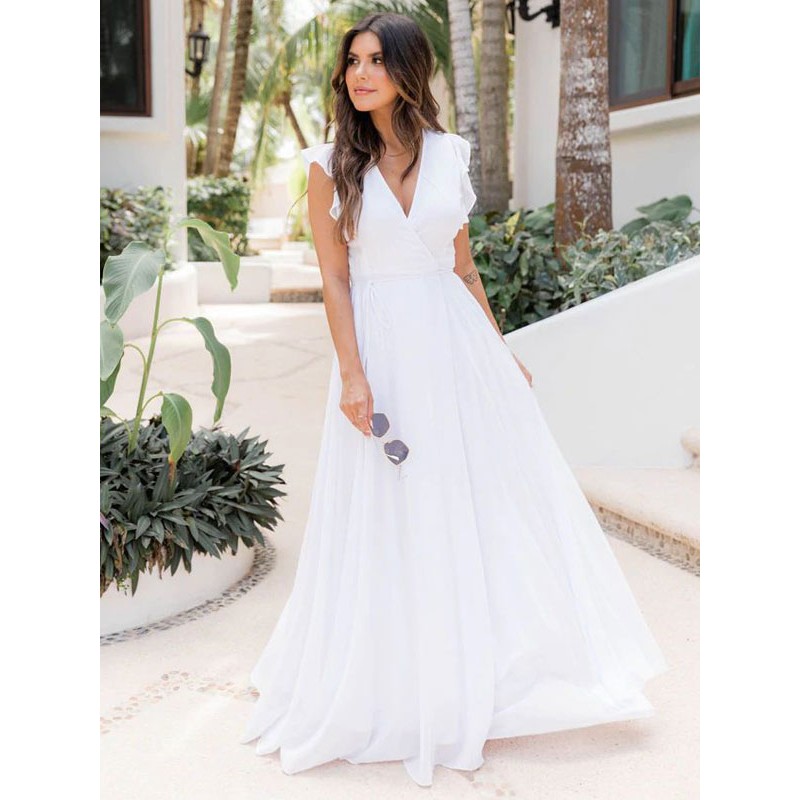 Women Party Dresses Purple V-Neck Ruffles Sleeveless Semi Formal Dress Elegant Spring Summer