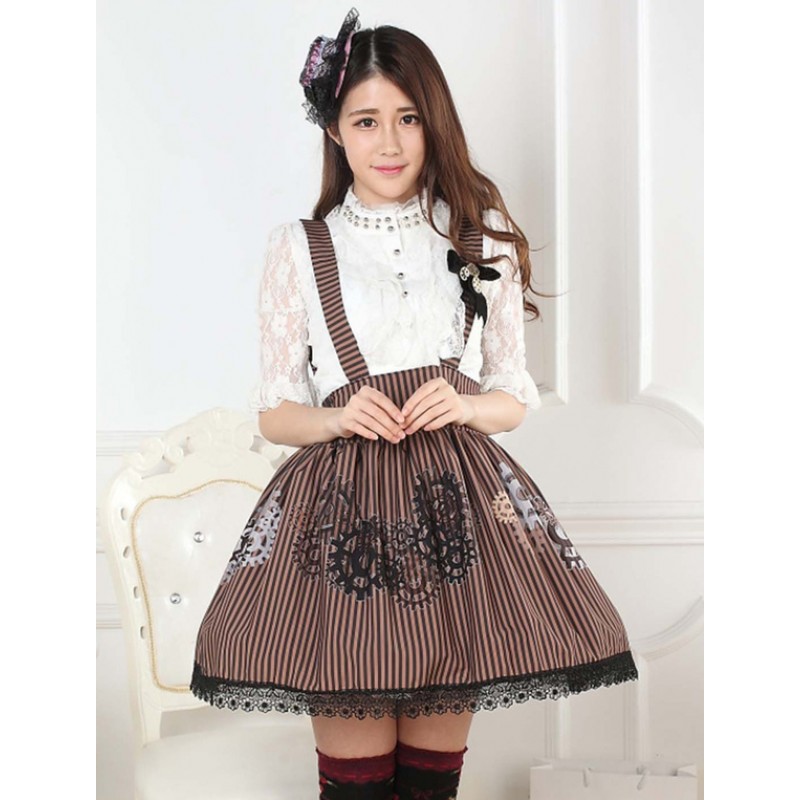 Gear Print Lace Lolita Skirt Steampunk Fall Daily Casual