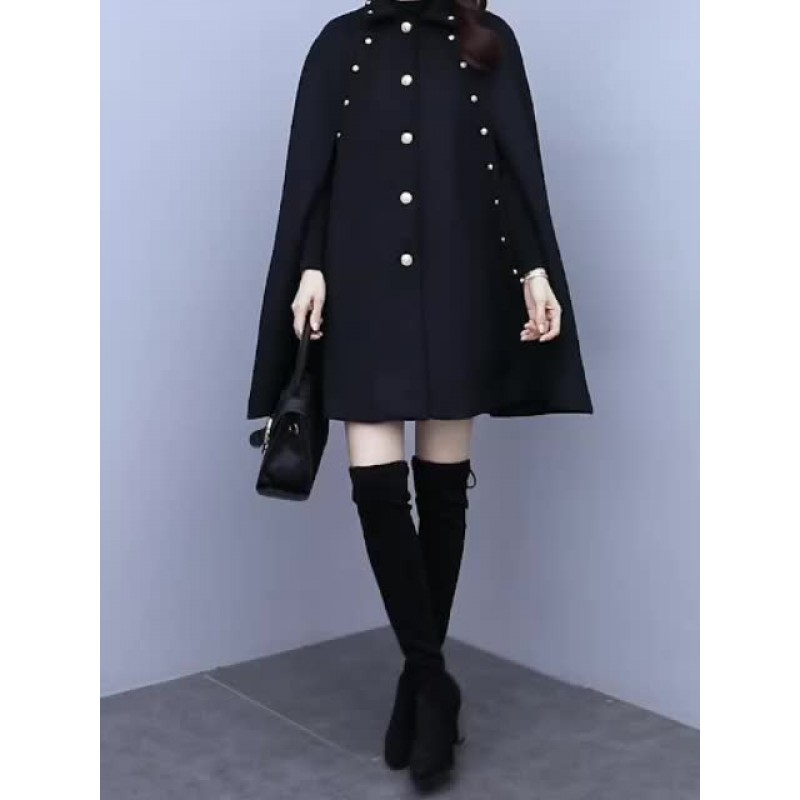Woolen Poncho Coat Long Cape Spring Outerwear For Women 2023 Classic  Traditional Casual