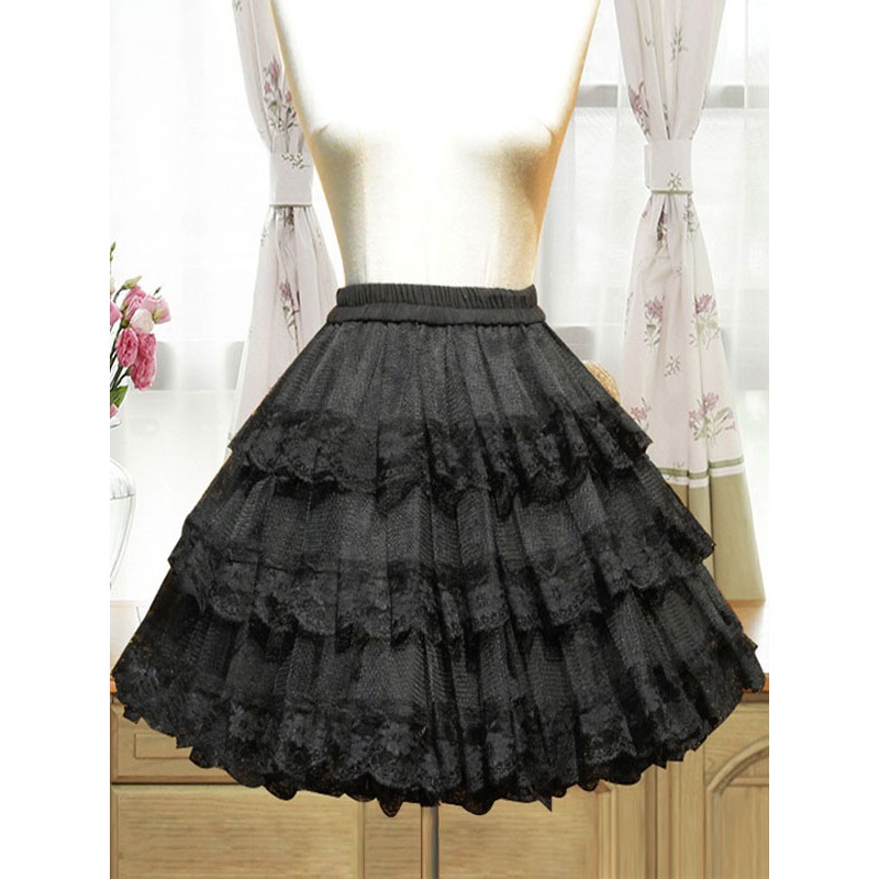 Black Lolita Petticoats Lace 3 Layer Lolita Underskirt