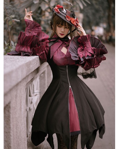 Lolita SK Black Lace Up Ruffles Polyester Lolita Mini Skirt Steampunk Gothic Spring Summer Fall