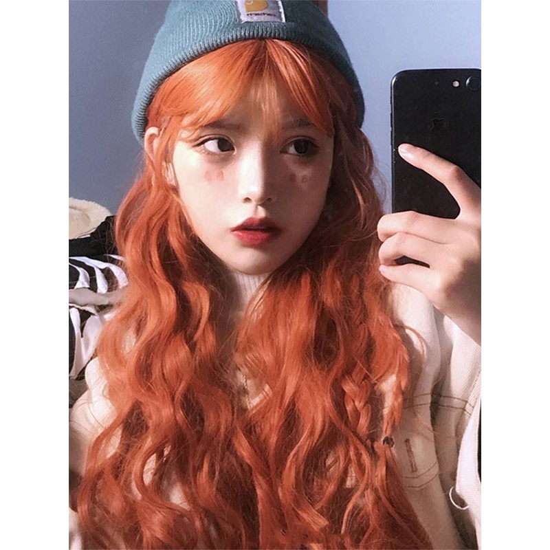 Lolita Wig Orange Long Heat-resistant Fiber Lolita Accessories Sweet Harajuku Fashion ROCOCO Daily Casual Tea Party