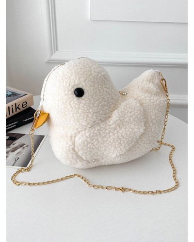 Ecru White Lolita Bag Short Plush Polyester Cross-body Bag Lolita Accessories Cross-body Bag Daily Casual