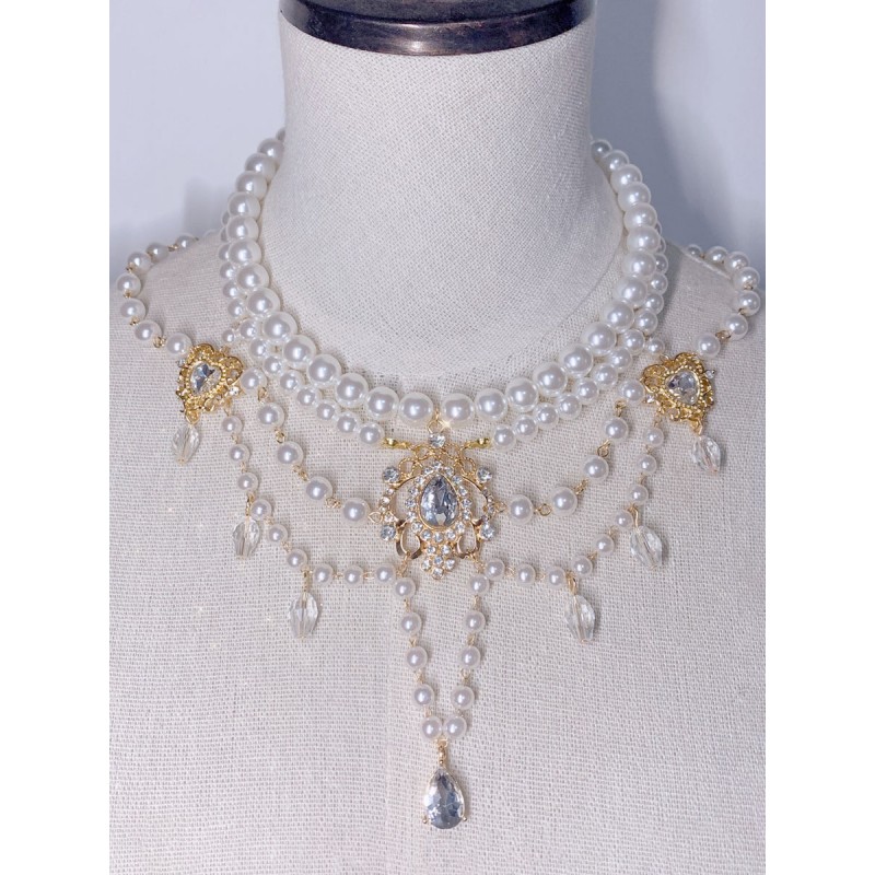 Lolita Accessories White Pearls Accessory Miscellaneous Necklace Sweet ROCOCO Daily Casual Tea Party