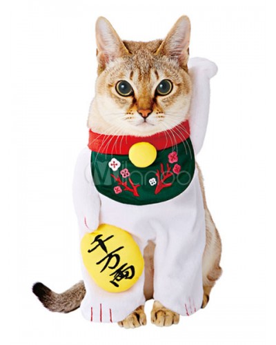 Cat Costumes White Fortune Cat Pet Costumes Halloween Outdoor