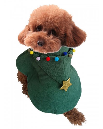 Dog Christmas Tree Costume Cat Cloak Star Green Pet Clothing