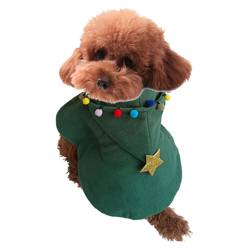 Dog Christmas Tree Costume Cat Cloak Star Green Pet Clothing