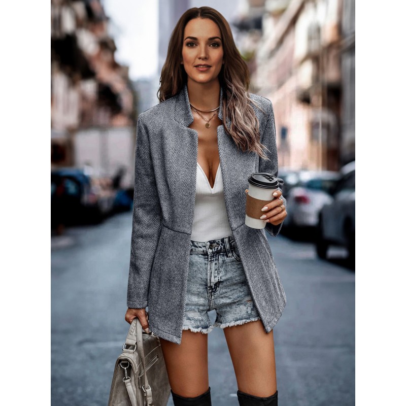 Blazer Jacket For Women Modern Long Sleeves Outerwear Tailored Jacket Spring Fall Winter