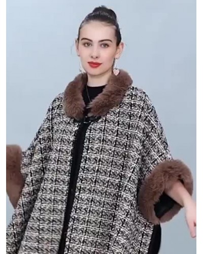 Women Poncho Coat Plaid Cape Spring Outerwear 2023 Poncho  Cape Fall Winter