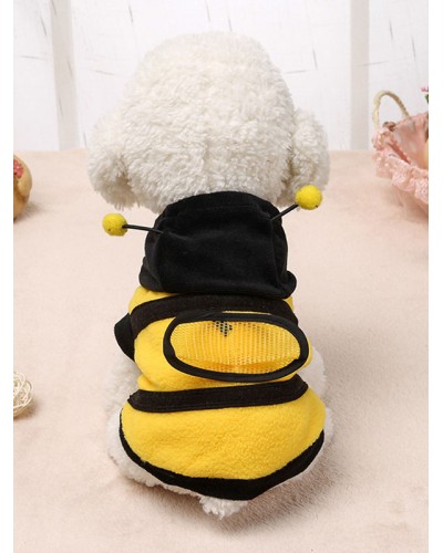 Bee Pet Costume Yellow Clothes Polar Fleece Pet Supply Outdoor
