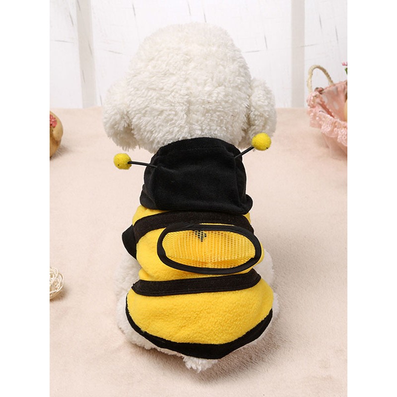 Bee Pet Costume Yellow Clothes Polar Fleece Pet Supply Outdoor