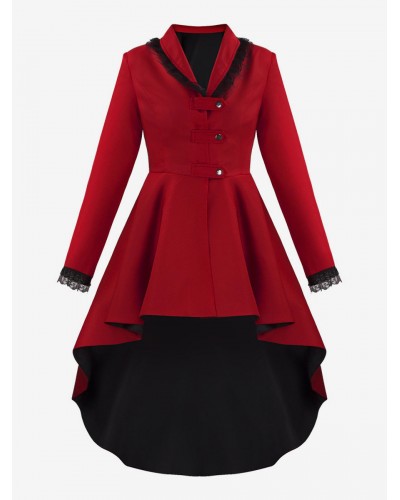 Women Red Costumes 's Lace Polyester Top Overcoat Marie Antoinette Costume Masquerade Ball Gown Tops Retro Renaissance