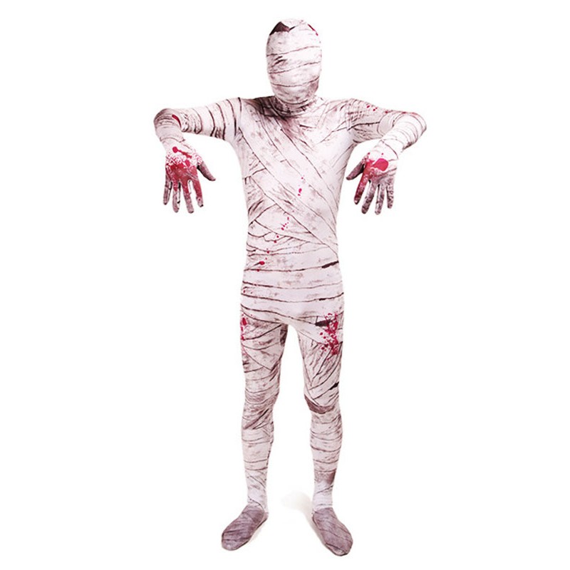 White Mummy Zentai Suit Full Body Lycra Spandex Bodysuit Leotard