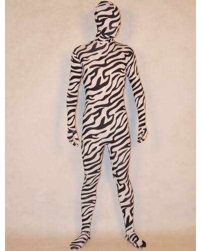 Morph Suit Black Zebra Print Lycra Spandex Frabic Zentai Suit Unisex Full Body Suit Bodysuit