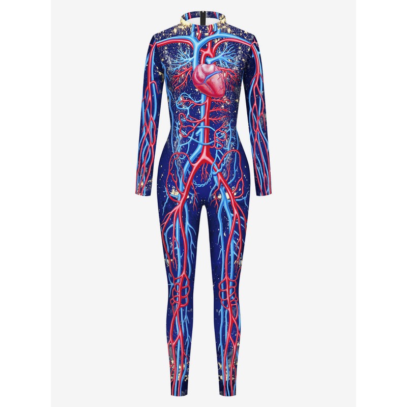 Women Halloween Jumpsuit Grape Purple Halloween Scary Lycra Spandex Catsuit Zentai