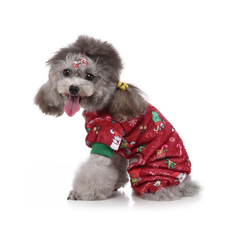 Pet Costume Christmas Red Clothes Burlesque Polyester Pet Supply