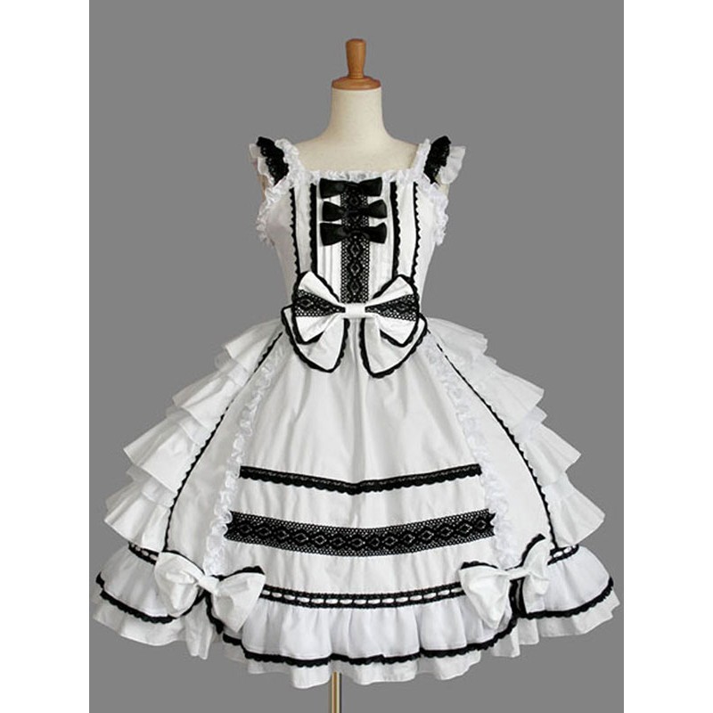 Classic Lolita JSK Dress Ruffles White Lolita Jumper Skirts
