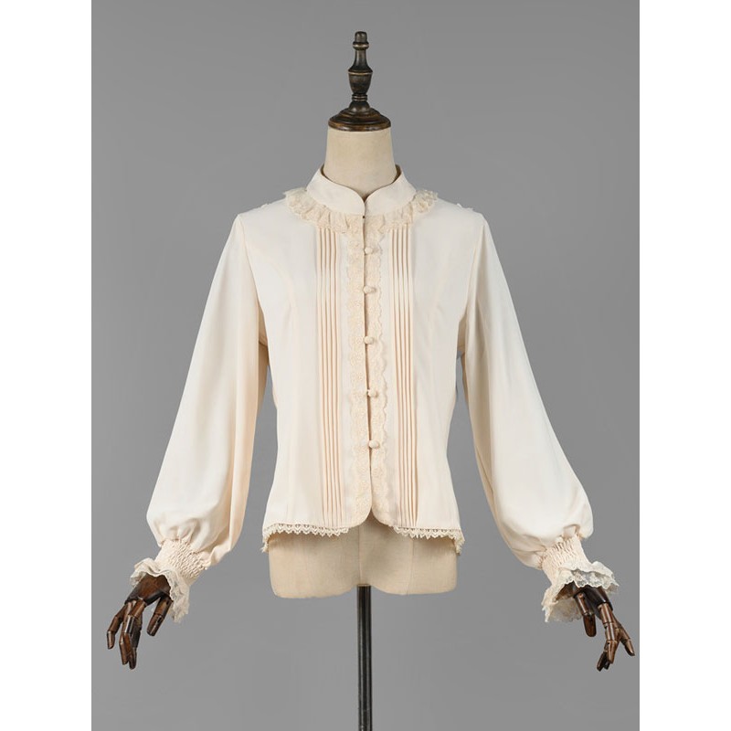 Classic Lolita Lolita Top Ecru White Long Sleeves Lace Ruffles Lolita Shirt Blouses Classic  Traditional Daily Casual Tea Party