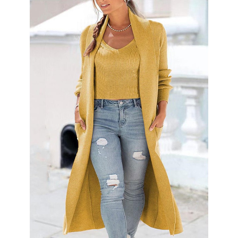 Knitted Cardigans Long Sleeves V-Neck Outfit For Women Casual Spring Fall