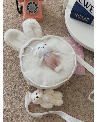 Sweet Lolita Bag White Short Plush Faux Suede Bunny Ears Lolita Accessories Daily Casual