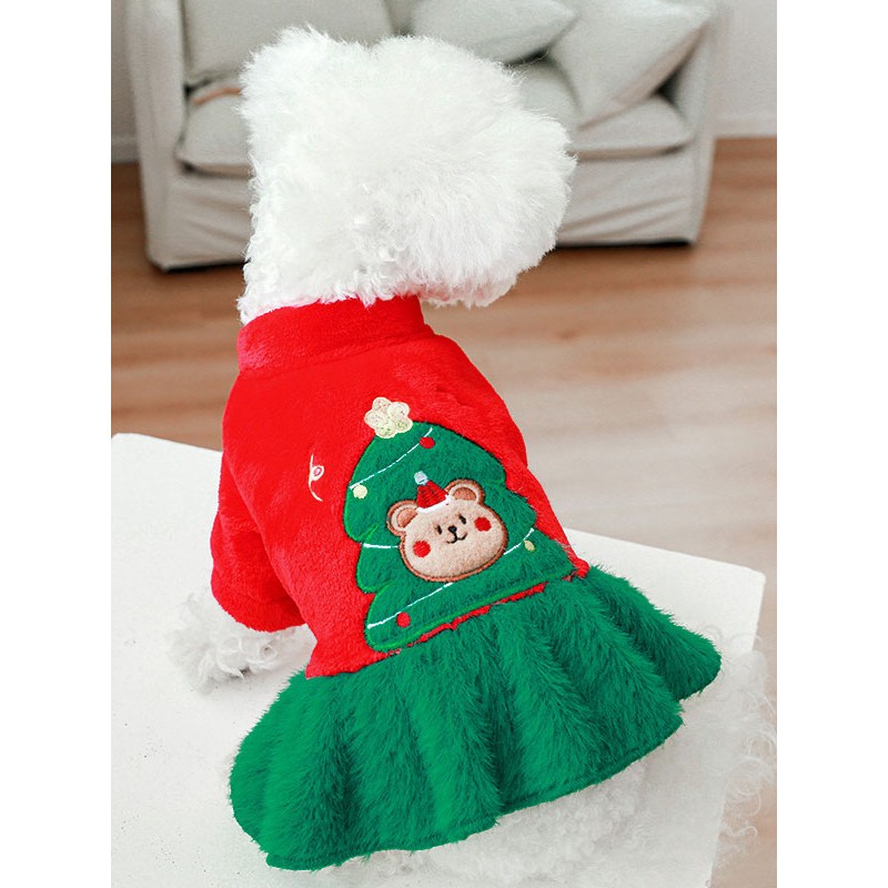 Pet Costume Christmas Red Clothes Burlesque Polyester Pet Supply