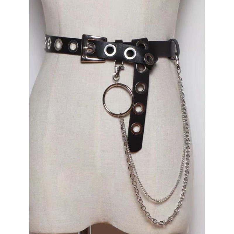 Lolita Black Grommets Chains Sash PU Leather Miscellaneous Accessories Steampunk Gothic Daily Casual Tea Party