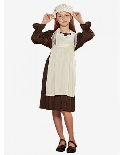 Kids Halloween Costumes Deep Brown Halloween Polyester Fiber Polyester Kid's Apron Dress Tunic