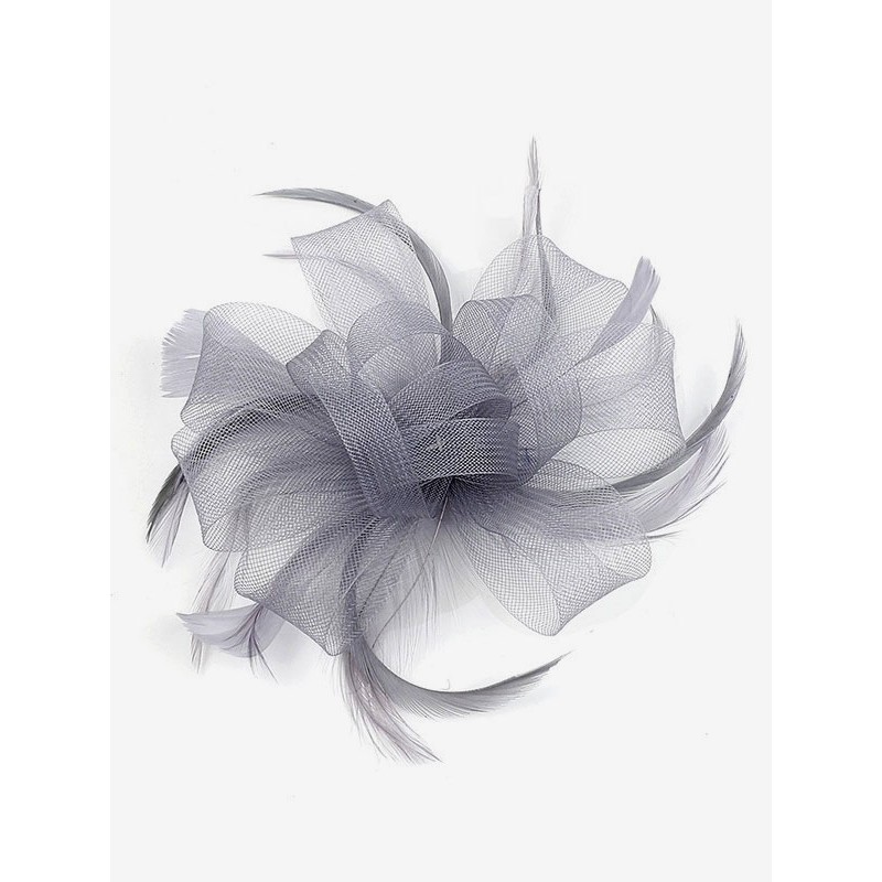 1920s Grey Fascinator Headpieces Feather Women's Vintage Costume Accessories Mardi Gras Halloween Pageant