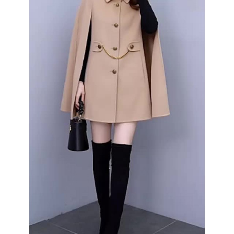 Woolen Poncho Coat Camel Cape Spring Outerwear For Women 2023 Classic  Traditional Casual