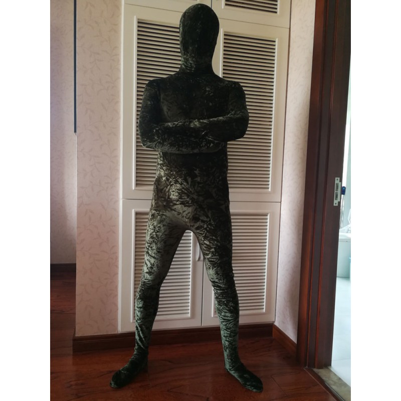 Unisex Dark Green Zentai Suit Adults Morph Suit Full Body Velour Bodysuit