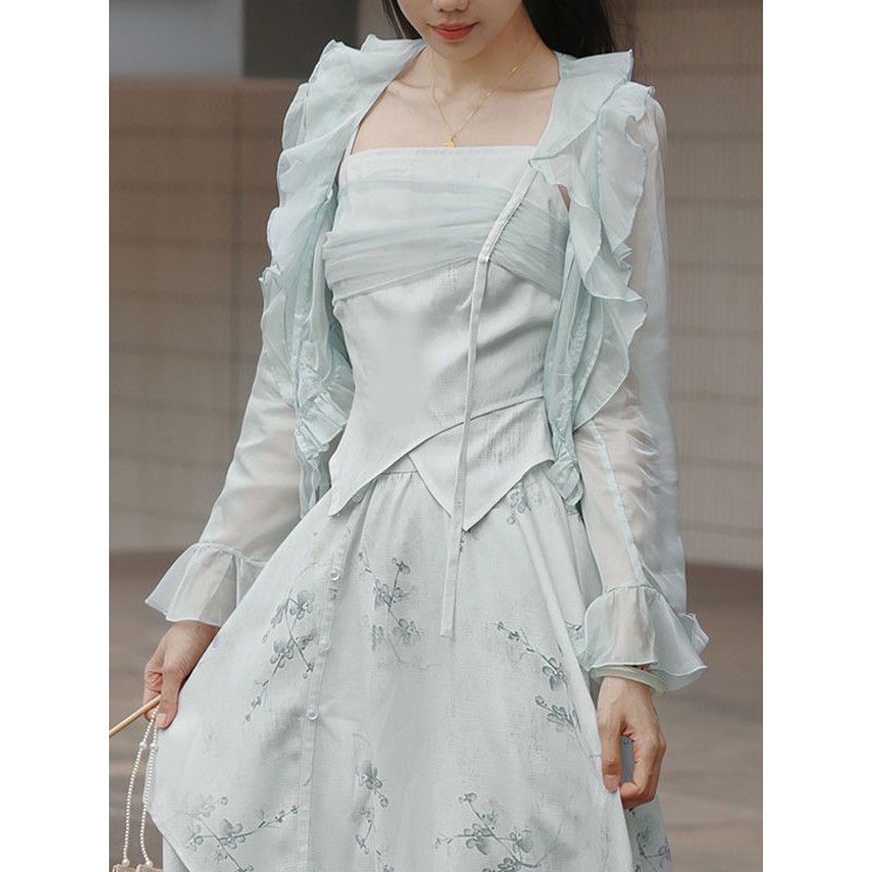 Lolita Blouses Long Sleeves Pastel Green Lolita Top Lolita Shirt Kimono Daily Casual