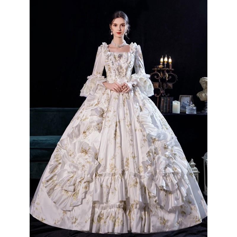 White 18th Century Retro Costumes Dress For Women Euro Style Marie Antoinette Costume Euro-Style Christmas Halloween Holiday Graduation Prom