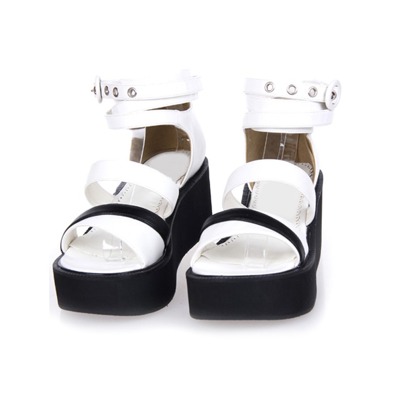 Lovely Leather Studded White Lolita Sandals