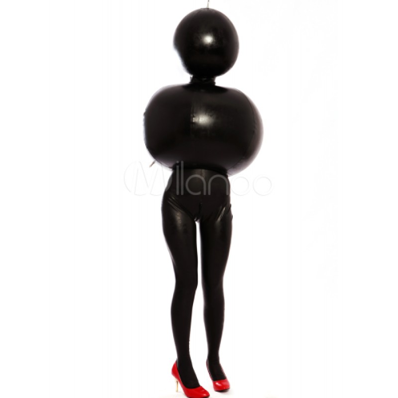 Trendy Black Air Inflation Latex Clothes Bodysuit