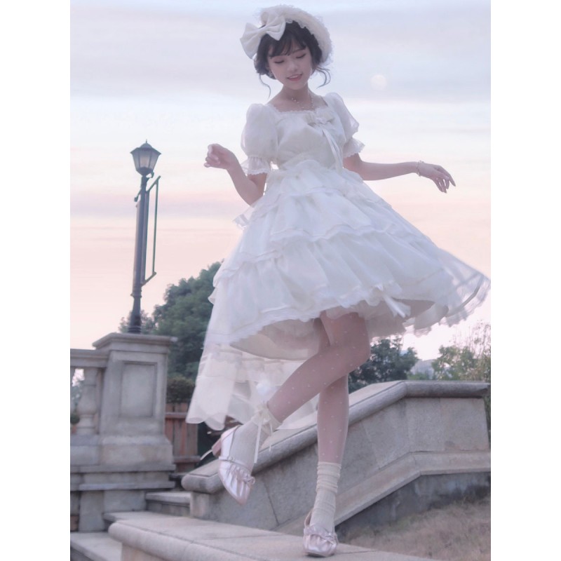 Sweet Lolita Dress Polyester Short Sleeves Dress