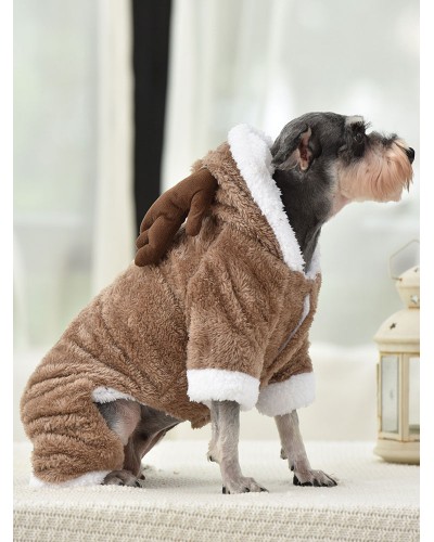 Pet Costume Christmas Coffee Brown Clothes Polyester Deer Pet Supply Party Holiday