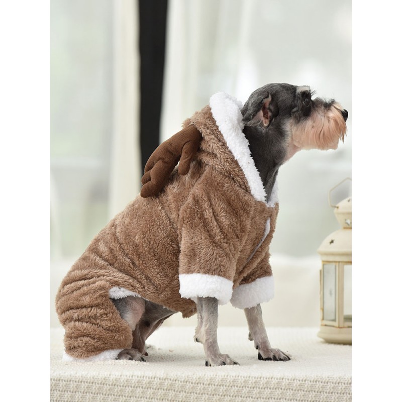 Pet Costume Christmas Coffee Brown Clothes Polyester Deer Pet Supply Party Holiday
