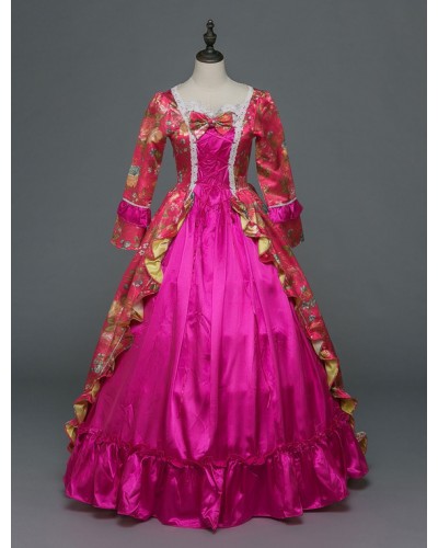 Women Retro Costume Rococo Dress Rose Halloween Victorian Masquerade Ball Gowns Royal Long Sleeve Vintage Costume Sets ROCOCO