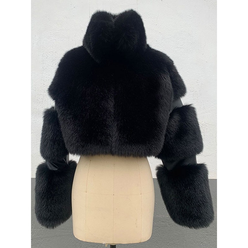 Women Faux Fur Coats Long Sleeves Casual Turndown Collar Camel Winter Coat Faux Fur Jacket Street Wear Daily Casual