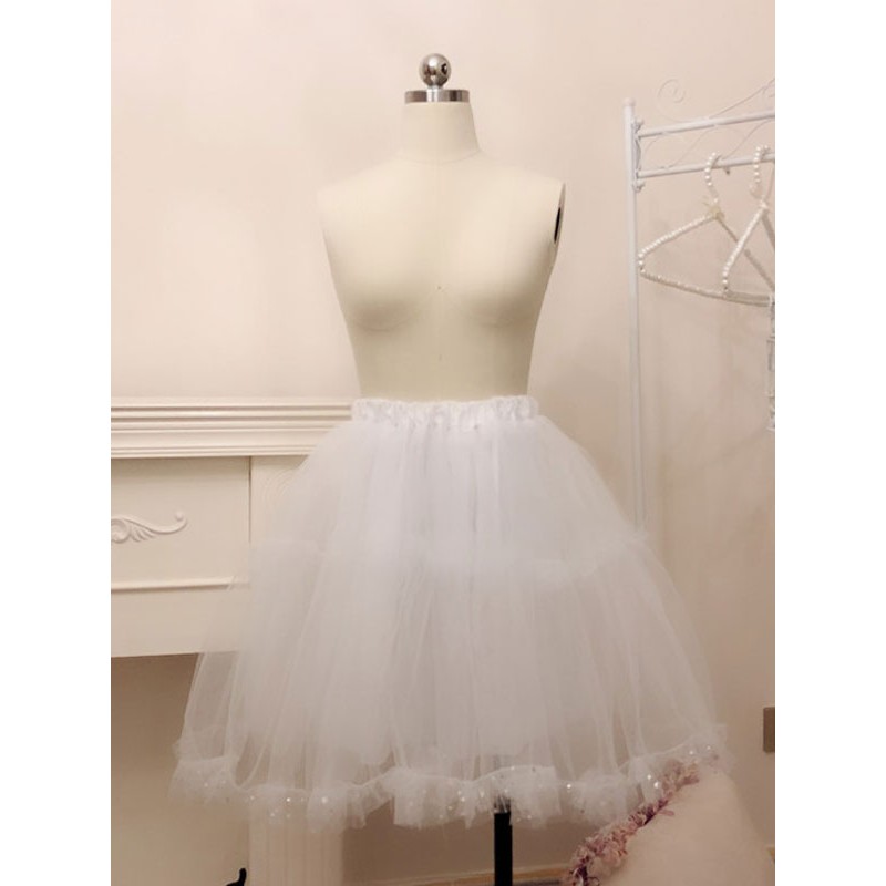 White Lolita Petticoats Tulle Lolita Crinoline Underskirt Daily Casual Tea Party