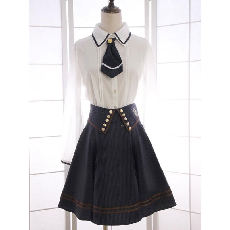 White Bow Tie Chic Cotton Lolita Shirt For Women Blouses Lovely Street Wear