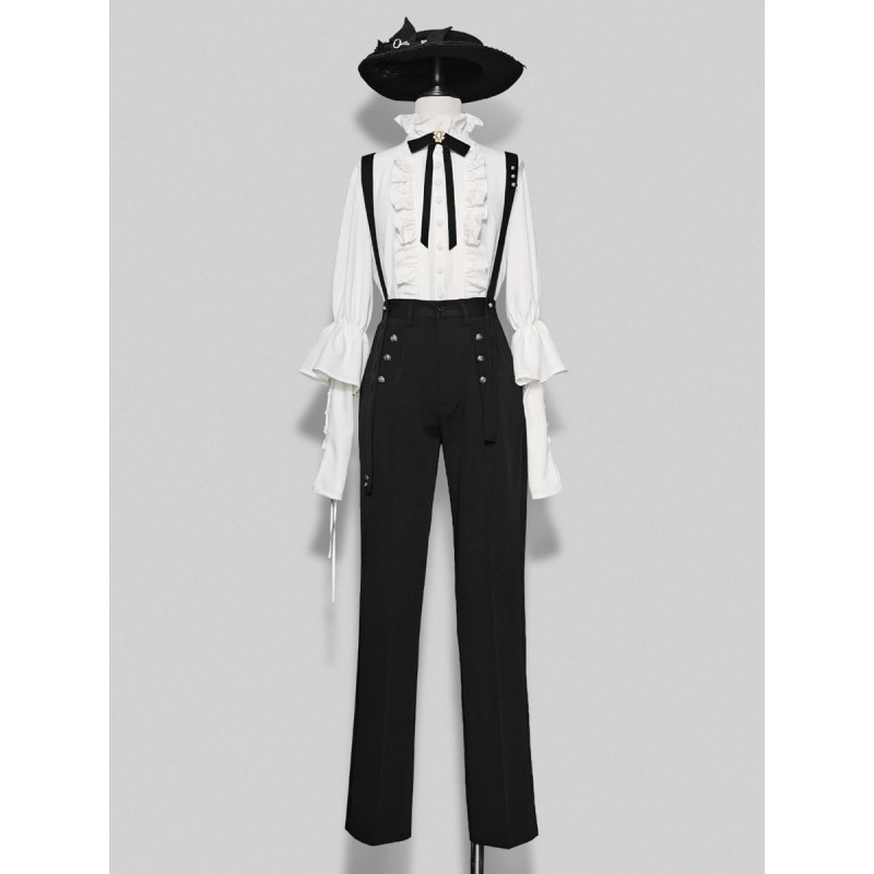 Lolita Ruffles Bows Long Sleeves Lolita Top Blouse White Lolita Shirt Blouses Steampunk Gothic Daily Casual Tea Party