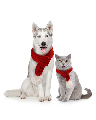 Pet Costume Red Scarf Polyester Pet Supply Christmas