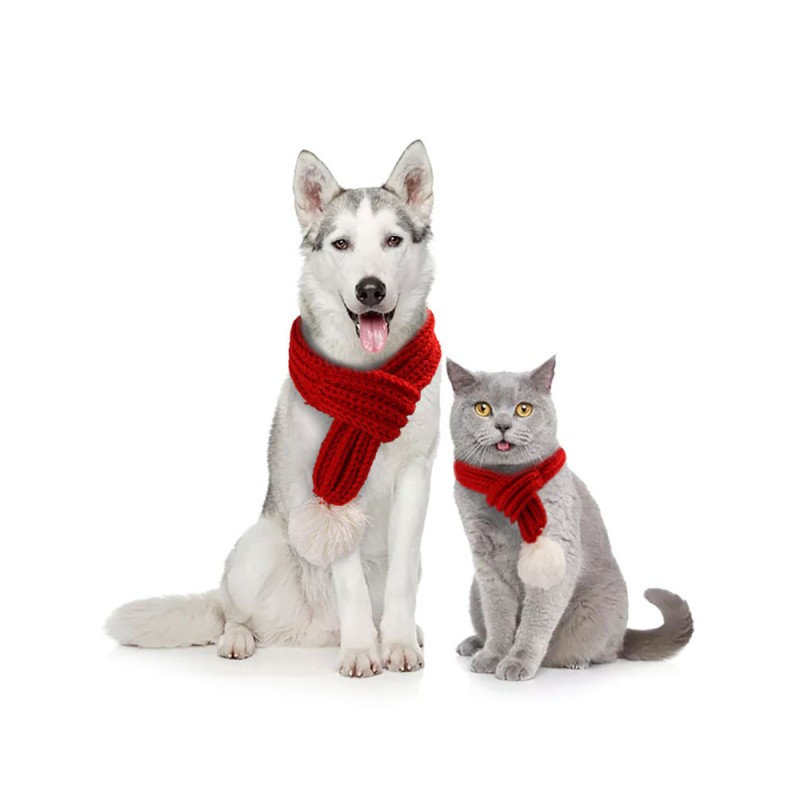 Pet Costume Red Scarf Polyester Pet Supply Christmas
